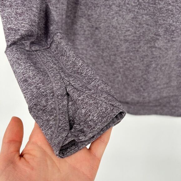 Athleta Uptempo Long Sleeve Heathered Top Curved Hem Shirt Purple Small - Picture 5 of 8